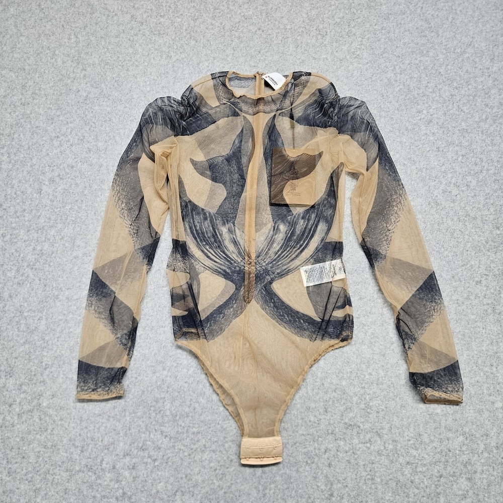 Burberry Runway Mesh Long Sleeve Bodysuit NWT Sz XXS